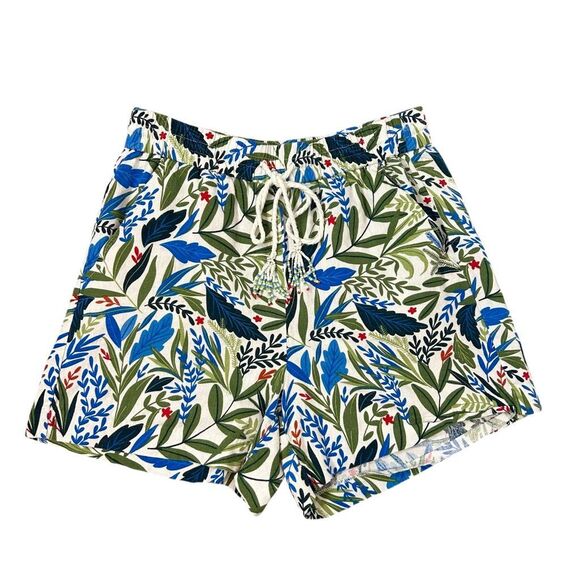 Joie Short Womens 8 Blue Green White Evelyn Tropical Beaded Linen Blend Medium - Picture 10 of 16